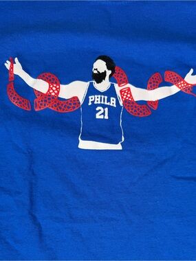 Gildan Blue Joel Embiid PHILA 21 Graphic Tee with Serpentine